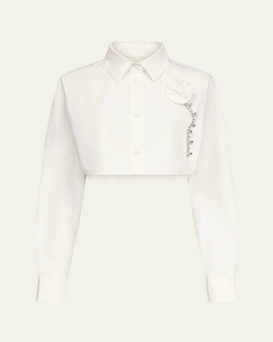 Crystal Rosette Cropped Shirt